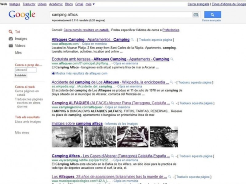 Imatge capturada directament del Google quan busques informació sobre el Càmping Alfacs. EL PUNT AVUI