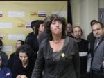 Teresa Jordà, dreta i al centre de la imatge, la nit electora, a la seu d'ERC . LLUÍS SERRAT