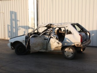 El cotxe amb què anava la víctima de l'accident a la N-II a Pontós ANNA CAMPS / ACN