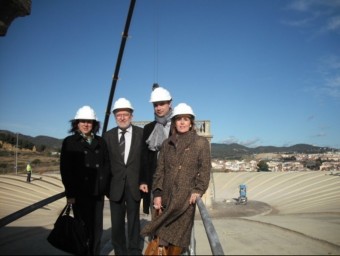 El president d'Aigües de Terrassa, Marià Galí, amb regidors i tècnics en una visita fa uns dies al dipòsit