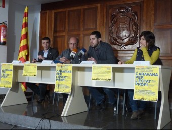 D'esquerra a dreta, Godàs, Llimona, Ponsdomènech i Vilagrà a l'acte d'ahir a Calella. T.M
