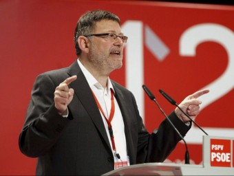 Ximo Puig agraeix des de la trona la confiança dipositada pels delegats al 12è Congrés del PSPV-PSOE. EFE - MORELL