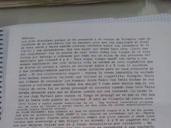 La carta que una persona anònima ha enviat a la redacció d'aquest diari EL PUNT AVUI