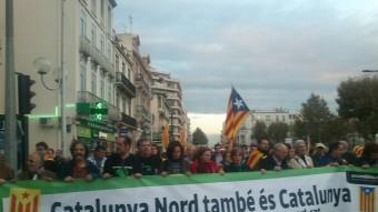 Pancarta de l'ANC de la Catalunya Nord en una manifestació a Perpinyà. A.R