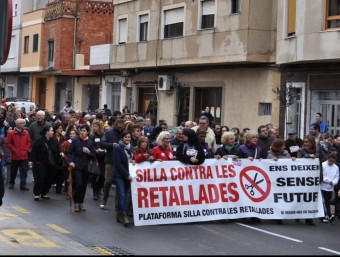 Pancarta de capçalera de la manifestació de Silla. M. SÁNCHEZ