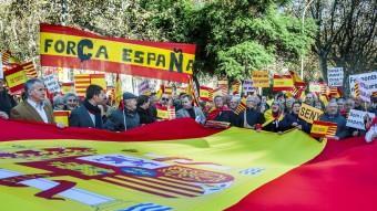 Partidaris de la unitat d'Espanya es manifesten el passat 6 de desembre a Barcelona, convocats pel Moviment Cívic 12-O