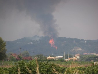 Vista general de l'incendi de la partida del Pi de la Cabra. EL PUNT AVUI