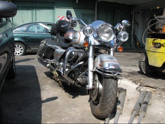 La motocicleta Harley Davidson que conduïa la víctima en el moment de l'accident a Sant Gregori Ò. PINILLA