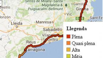 Captura del mapa interactiu de la Via Catalana