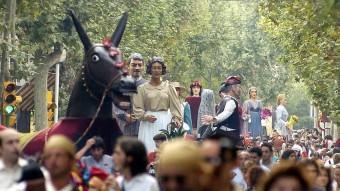 El cercavila de gegants, en una imatge d'una edició passada de la festa gran de Sabadell. ARXIU