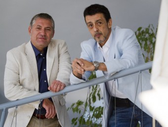 Carlos Borda i Jesús Rojo en les instal·lacions del centre de negocis BCIN de Badalona.  ALBERT SALAMÉ