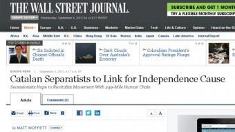 Captura de pantalla del reportatge sobre la Via Catalana al web de The Wall Street Journal