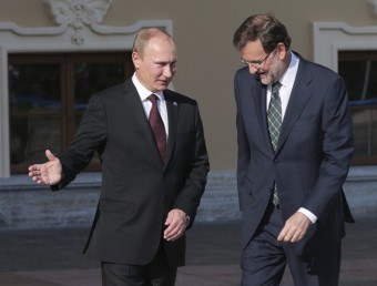 Mariano Rajoy amb Vladimir Putin, ahir, a la cimera del G-20 a Sant Petesburg A.M./ EFE