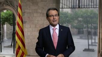 El president de la Generalitat, Artur Mas, pronunciant el discurs institucional de la Diada JORDI BEDMAR