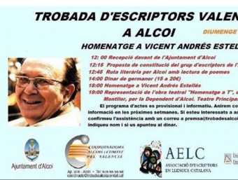 Cartell de l'acte promogut per l'AELC a Alcoi. EL PUNT AVUI