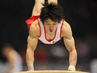 Kohei Uchimura , en l'exercici de salt JOHN THYS / AFP