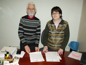 Pere Manzanares, president de Ràdio Arrels, i Monica Nadal Pairó, batllessa de l'ajuntament de Pedret i Marzà R.A