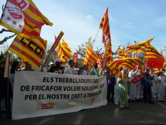 Una manifestació dels treballadors de Fricafor (al 2009), per defensar la continuïtat de la seva empresa M. V
