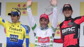 Contador, Purito i Van Garderen, en el podi final de la Volta AFP