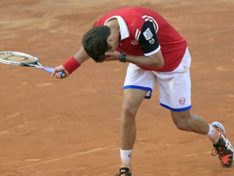 Robredo es lamenta durant el partit intens d'ahir contra Marin Cilic ANDREU DALMAU / EFE