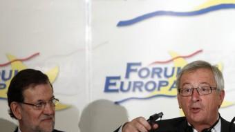 Jean-Claude Juncker i Mariano Rajoy, ahir a Madrid EFE