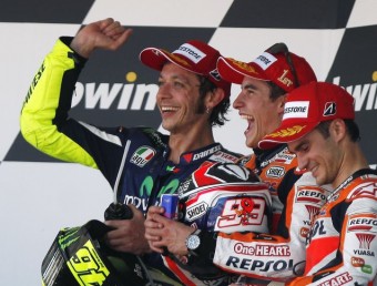 Rossi, Márquez i Pedrosa, feliços en el podi de Jerez REUTERS