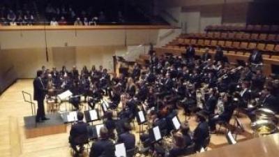 Actuació en el Palau de la Música de la banda de Villar. ESCORCOLL