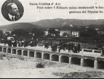 El dia que es va inaugurar el pont sobre el Ridaura a Santa Cristina MARC CAMPS / ARXIU MUNICIPAL DE SANTA CRISTINA