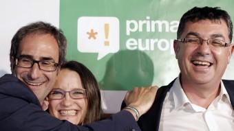 Jordi Sebastià amb els diputats de Compromís Mónica Oltra i Enric Morera AGÈNCIES