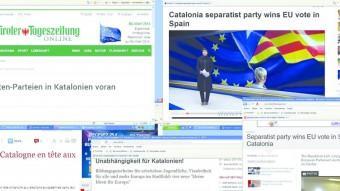 Portada on line dels mitjans de la premsa internacional que ahir van recollir, enmig de la sorpresa per alguns periodistes, la victòria d'ERC a Catalunya ELPUNTAVUI