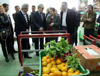 La presidenta de la cooperativa amb l'alcalde de l'Aldea, el president de la Diputació i el delegat del govern a l'Ebre. ACN