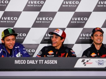Márquez i Pedrosa riuen durant la intervenció de Rossi ahir en la prèvia MOTOGP.COM