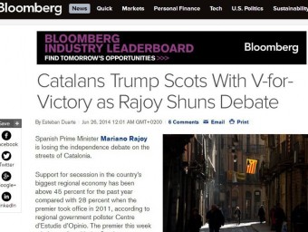 L'article de Bloomberg sobre el procés independentista i la reacció adoptada pel president espanyol, Mariano Rajoy ACN