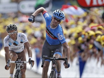 David Millar celebra la quarta i última victòria en el Tour de França (2012), on no tornarà a competir EFE