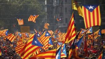 Vista de la manifestació del passat 11 de Setembre, a la Gran Via de Barcelona ELISABETH MAGRE / ARXIU