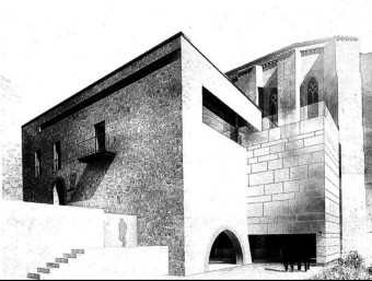 Recreació de la maqueta del futur Centre Picasso a l'antiga Casa Abadia d'Horta de Sant Joan EL PUNT AVUI