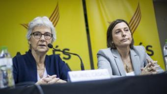 Les presidentes d'Òmnium Cultural i de l'Assemblea Nacional Catalana (ANC), Muriel Casals i Carme Forcadel, el passat dijous a la presentació de la Marató9N ALBERT SALAMÉ