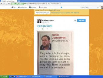 La piulada feta per Junqueras amb l'enquesta del diari
