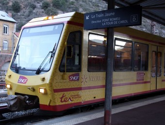 Imatge del Tren Groc a l'estació de Vilafranca de Conflent ACN