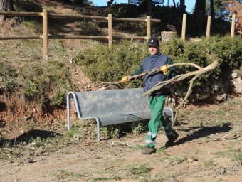 Un operari retira un arbre caigut a la zona d'El Farell, a Caldes de Montbui RAMON FERRANDIS / EL 9 NOU
