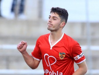 Abel Rita celebra el 0-1, ahir al Pepín Valls J. RAMOS