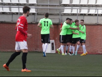 Els jugadors del Gavà celebren el 0-1, ahir JUDIT FERNÁNDEZ