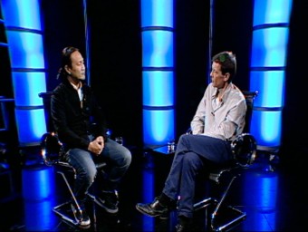 Didac talking to Neil Stokes on El Punt Avui TV. /  ARCHIVE