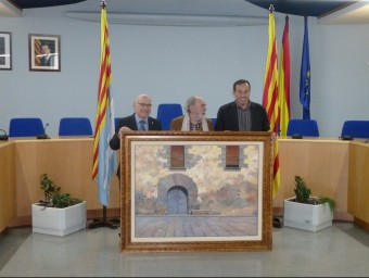 L'alcalde de les Preses, amb Duran al mig, i el regidor de Cultura d'Olot. J.C.