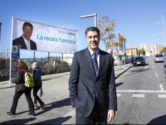 Xavier García Albiol presentant el seu cartell electoral el febrer passat JOSEP LOSADA / ARXIU