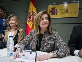 La ministra d'Ocupació, Fátima Báñez, en la conferència sectorial del 13 d'abril.  EFE