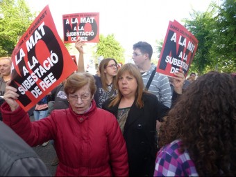 Veïnes de Santa Coloma de Gramenet manifestant-se contra l'arribada de la MAT a la ciutat, en una imatge d'arxiu. S.M