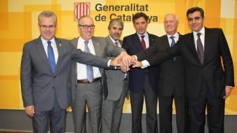 Granados (a l'extrem esquerre) ) en la presentació inicial del projecte BCN World, el setembre de 2012 ARXIU