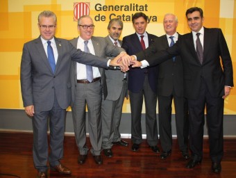 Granados (a l'extrem esquerre) ) en la presentació inicial del projecte BCN World, el setembre de 2012 ARXIU