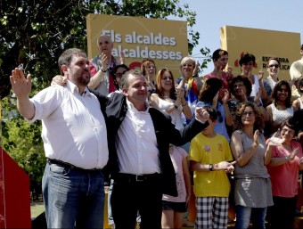 Junqueras i Bosch durant un acte electoral aquest diumenge a Barcelona EFE